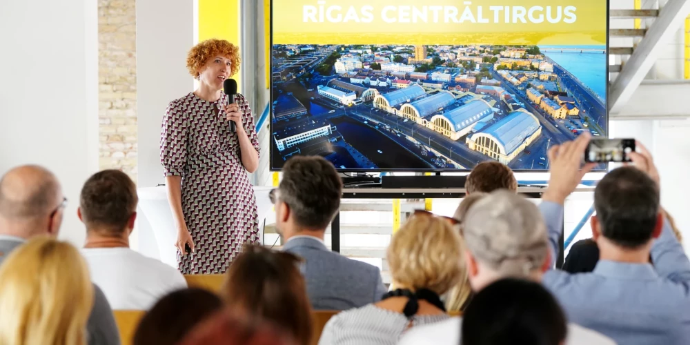 SIA "Rīgas nami" valdes priekšsēdētāja Baiba Beatrise Sleže piedalās Rīgas Centrāltirgus telpiskās attīstības koncepcijas prezentācijas pasākumā.