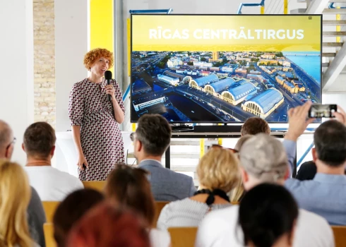 SIA "Rīgas nami" valdes priekšsēdētāja Baiba Beatrise Sleže piedalās Rīgas Centrāltirgus telpiskās attīstības koncepcijas prezentācijas pasākumā.