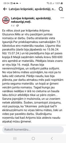 "Ja jau esmu ielikts tajā "Facebook" krāpnieku grupā, tad arī varu palikt," saka Gluzunovs.