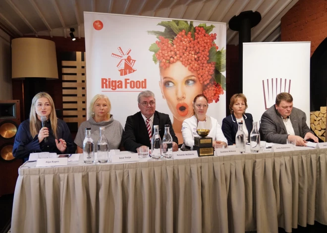 Pārtikas industrijas izstādes "Riga Food 2024" mediju pasākums, kurā informēja par ekspozīciju un pasākumu programmu.