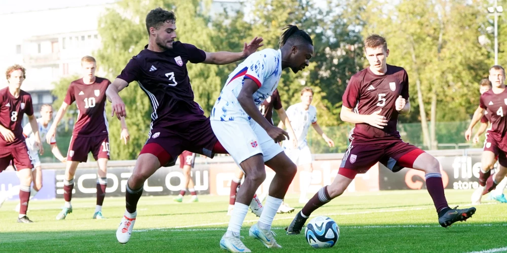 Eiropas U-21čempionāta kvalifikācijas spēle futbolā starp Latvijas un Norvēģijas vīriešu izlasēm stadionā "Sloka".