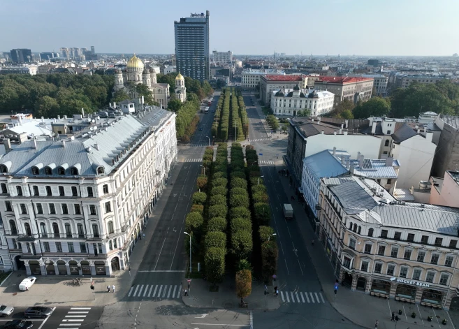 Улица Бривибас с высоты птичьего полетаю