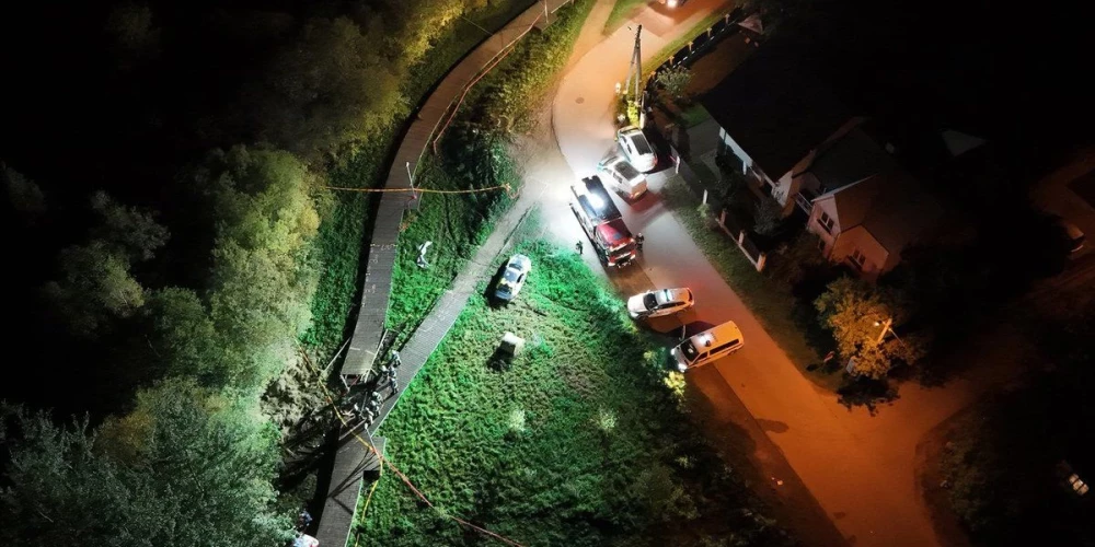 Negadījuma vieta Utenas rallijā no putna lidojuma.