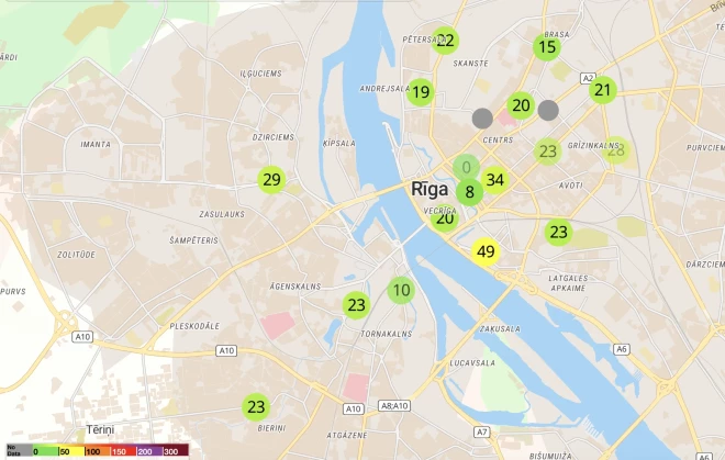 Утром в среду качество воздуха в Риге было хорошим.