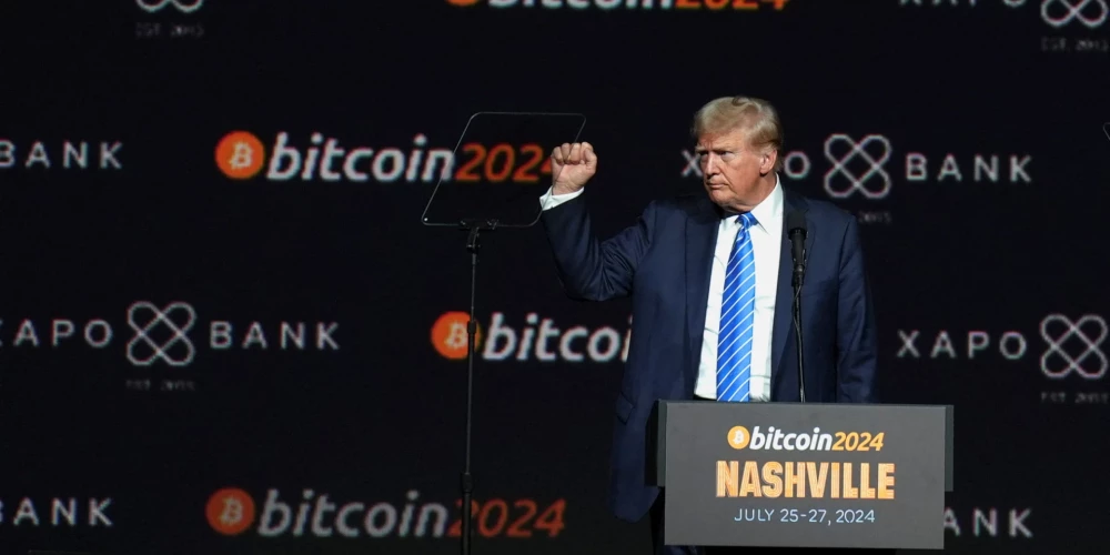 Šovasar Donalds Tramps piedalījās "Bitcoin 2024" pasākumā Tenesī štata Našvilā