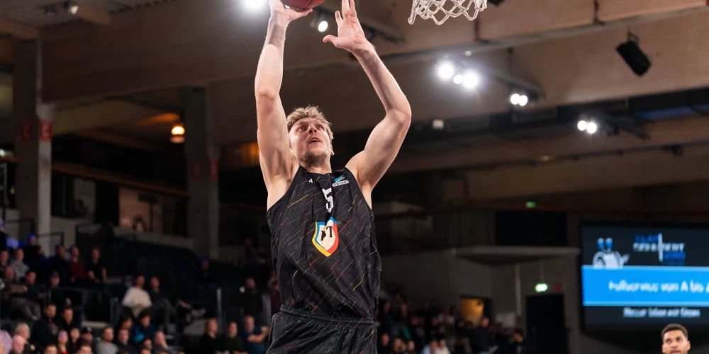 Latvijas basketbola izlases uzbrucējs Mareks Mejeris.