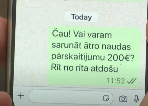 Krāpnieku sūtītā ziņa (ekrānuzņēmums no video)