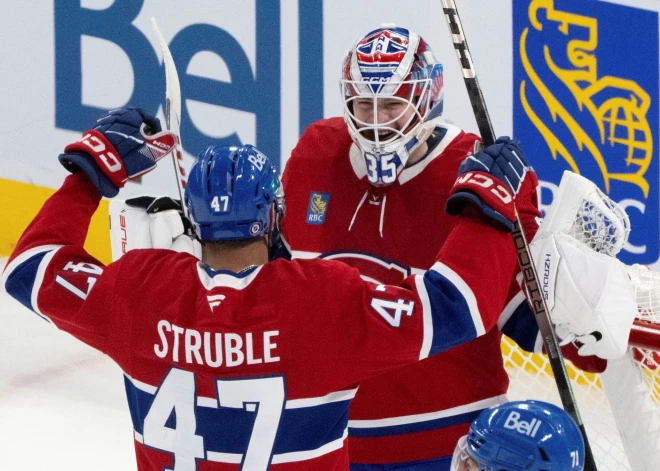 Monreālas "Canadiens" vārtsargam karjeras trešā sausā spēle, "Sharks" pamet pēdējo vietu NHL