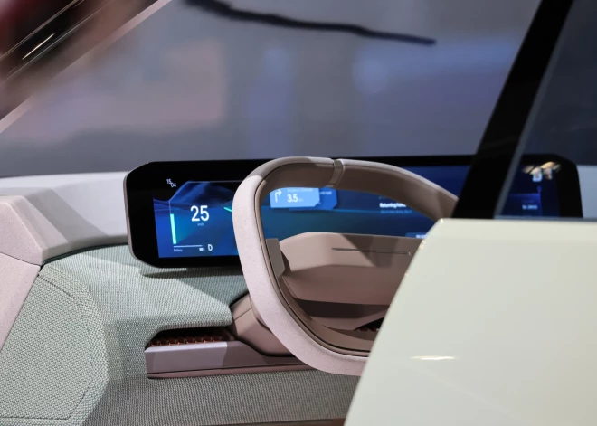 A view shows the interior of Kia Concept EV3 during the press day preview of the Los Angeles Auto Show in Los Angeles, California, U.S. November 16, 2023.  REUTERS/David Swanson