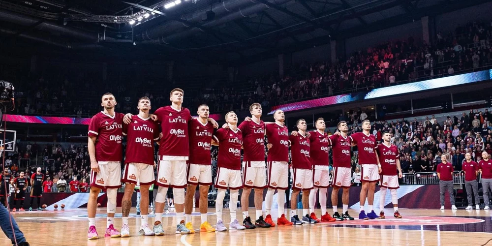 Latvijas basketbola izlase 22. novembra spēlē pret Beļģiju.