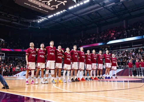 Latvijas basketbola izlase 22. novembra spēlē pret Beļģiju.