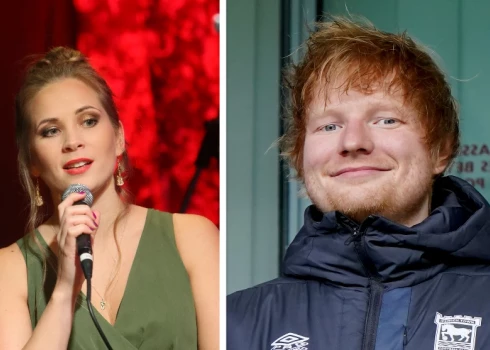 Latviešu mūziķe Evija Sloka-Valerius un britu dziedātājs Eds Šīrans.