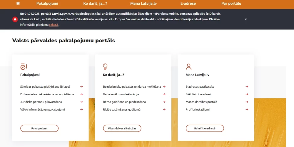 Ekrānuzņēmums no Latvija.lv vietnes
