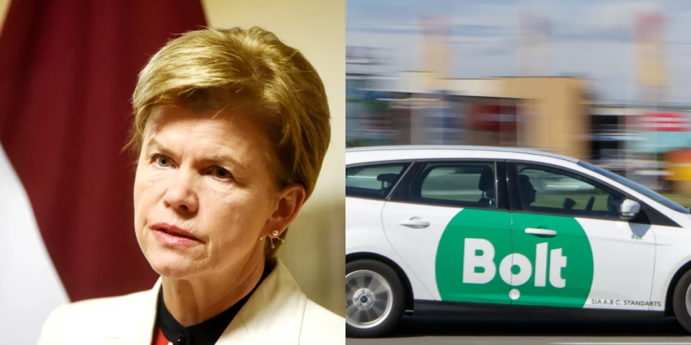Ārlietu ministre Baiba Braže asi kritizē "Bolt" taksistu. 
