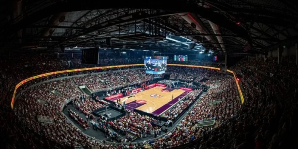 Arēna Rīga Latvijas vīriešu basketbola izlases spēles laikā.