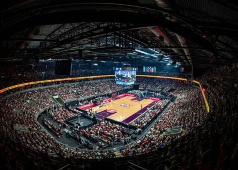 Arēna Rīga Latvijas vīriešu basketbola izlases spēles laikā.