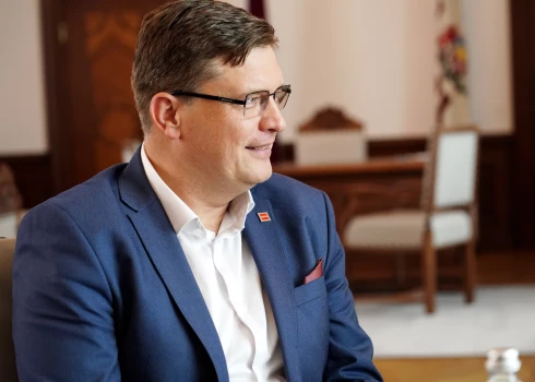 Latvijas Televīzijas valdes priekšsēdētājs Ivars Priede tikšanās laikā ar Valsts prezidentu Rīgas pilī.