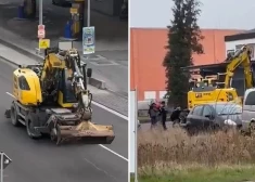 Vīrietis ar ekskavatoru devās uz citu dažus kilometru attālumā esošo pilsētiņu, pa ceļam sadauzot vairākas policijas patruļmašīnas un citus spēkratus.