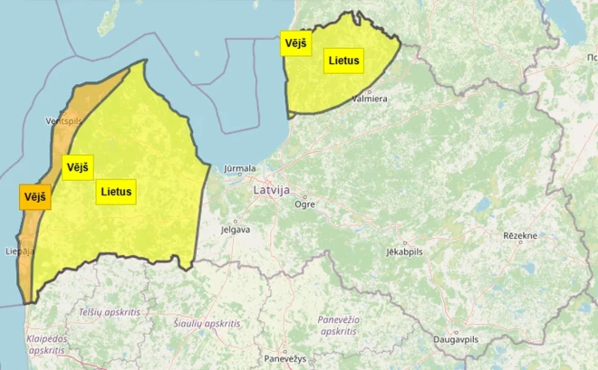 2. janvārī ir spēkā dzeltenās pakāpes brīdinājums par augstu ūdenslīmeni Kurzemes upēs.