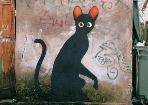 "Straumes" melnais kaķis iekaro arī Rīgas ielas: Kiwie radījis jaunu mākslas darbu.