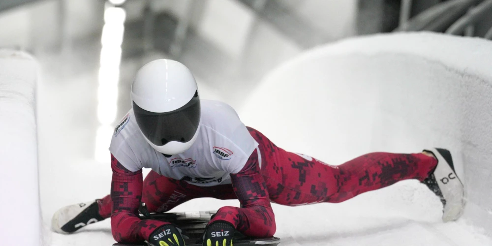 Latvijas šā brīža labākais skeletonists Dāvis Valdovskis.