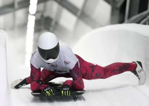 Latvijas šā brīža labākais skeletonists Dāvis Valdovskis.