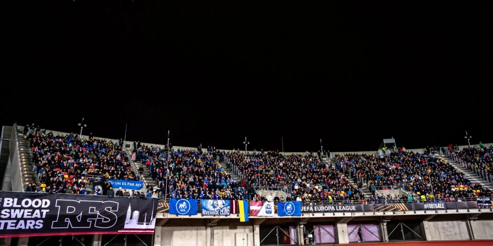 RFS fanu sektors Daugavas stadionā. 