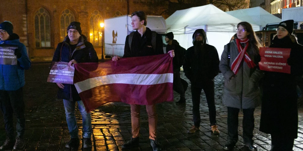 Protests pret krievu valodu medijos.