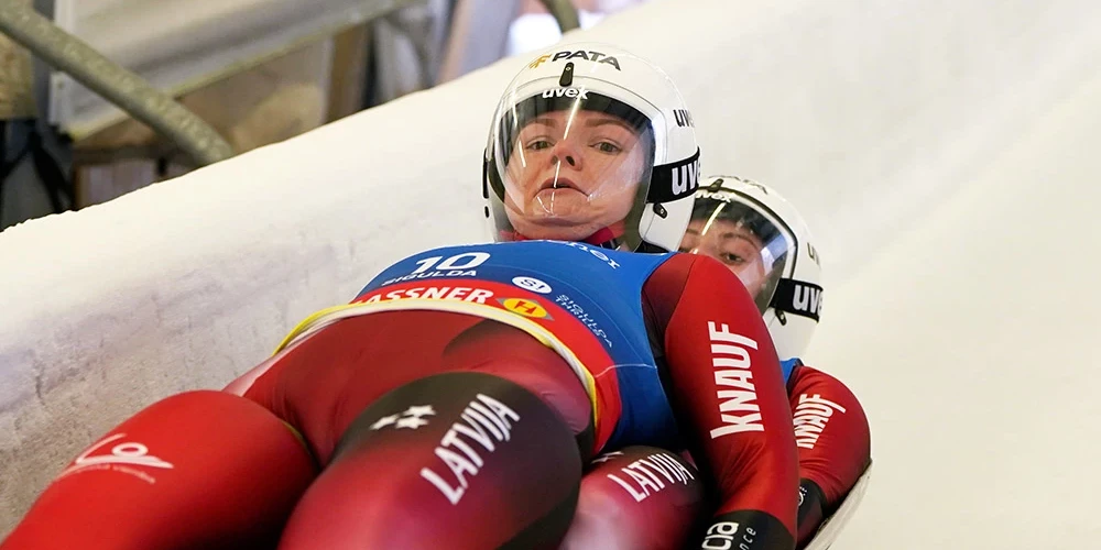 Anda Upīte un Zane Kaluma abos braucienos sasniedza septīto labāko finiša laiku.