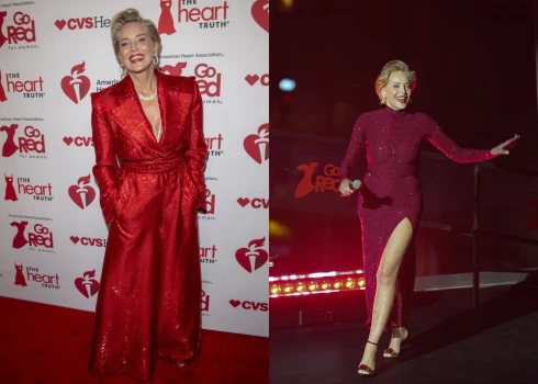Шэрон Стоун посетила концерт Go Red for Women Red Dress Collection, организованный Американской ассоциацией кардиологов.