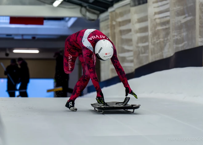 Skeletonisti Dārta Neimane un Emīls Indriksons Siguldā kļūst par junioru Eiropas čempioniem