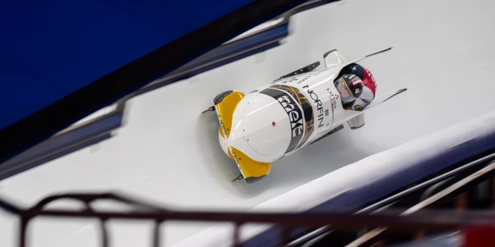 Renārs Grantiņš un Edgars Ungurs Siguldas trasē. 