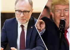 Aizsardzības ministrs Andris Sprūds un ASV prezidents Donalds Tramps (foto: Zane Bitere / Shutterstock)