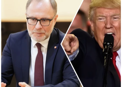 Aizsardzības ministrs Andris Sprūds un ASV prezidents Donalds Tramps (foto: Zane Bitere / Shutterstock)