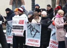 VIDEO; FOTO: pie Saeimas protestē pret atkritumu dedzināšanas rūpnīcām