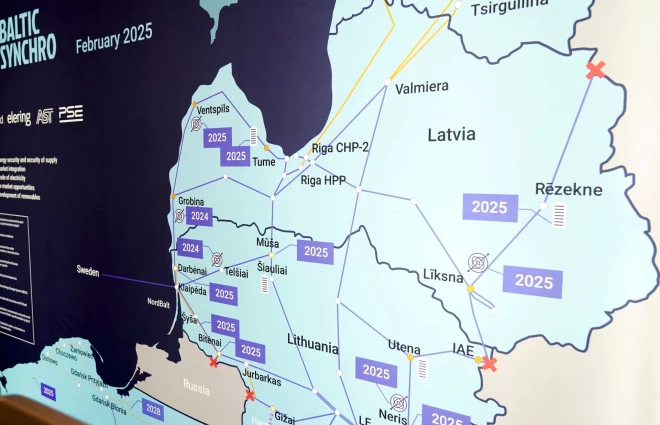 AS "Augstsprieguma tīkls" rīkotā preses konference, kurā informē par Baltijas energosistēmas pievienošanos Eiropas energosistēmai.