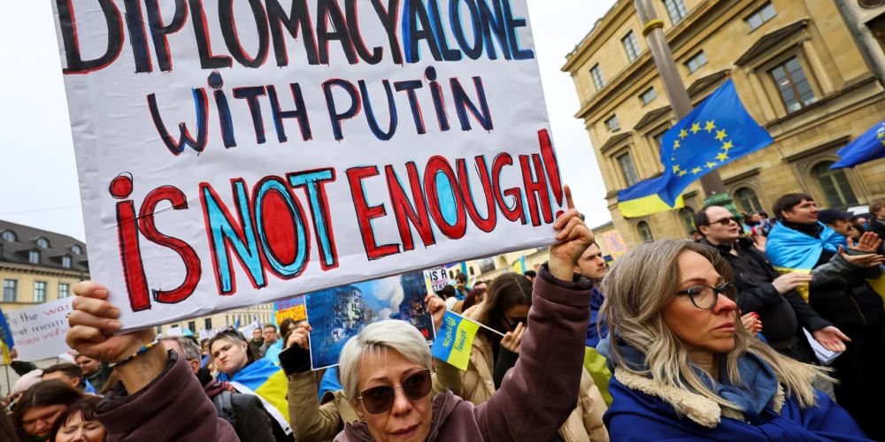 Protesta akcija veltīta karam Ukrainā 2024. gadā.