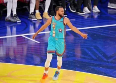 Feb 16, 2025; San Francisco, CA, USA; Shaqs OGs guard Stephen Curry (30) of the Golden State Warriors reacts after a play against Chucks Global Stars during the 2025 NBA All Star Game at Chase Center. Mandatory Credit: Cary Edmondson-Imagn Images