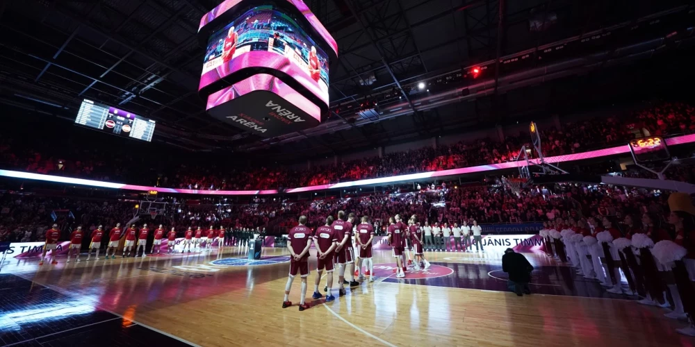 Basketbola spēle starp Latvijas un Spānijas valstsvienībām "Xiaomi Rīga", kuras sākumā notika traģiski mirušā ilggadējā valstsvienības basketbolista Jāņa Timmas (1992-2024) godināšana.