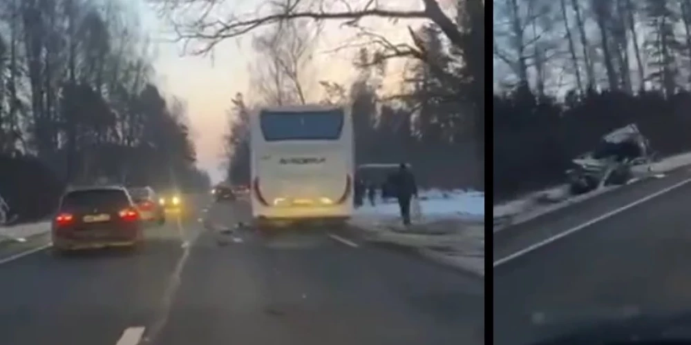Возле Кливес (Бабитский край), произошла авария с участием пассажирского автобуса и легкового автомобиля.