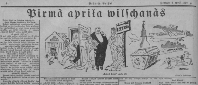 1927. gada 2. aprīlī “Pēdējā Brīdī” lasītājiem vēsta, ka vakardien publicētā reportāža par Kārļa Ulmaņa kāzām izrādījusies viltus ziņa.
