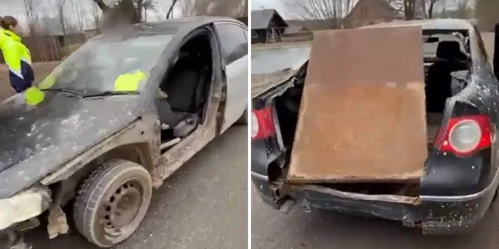 Policijas apturētais auto.