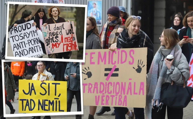 Rīgā šodien tika aizvadīti divi Sieviešu dienas gājieni.
