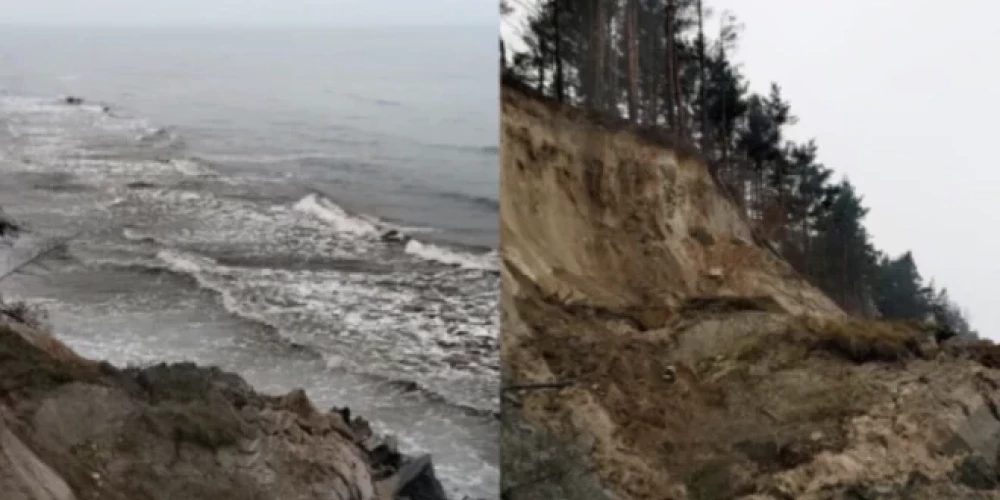 В деревне Лабрага недалеко от Юркалне обрушился крутой берег. Ноябрь 2019 г.
