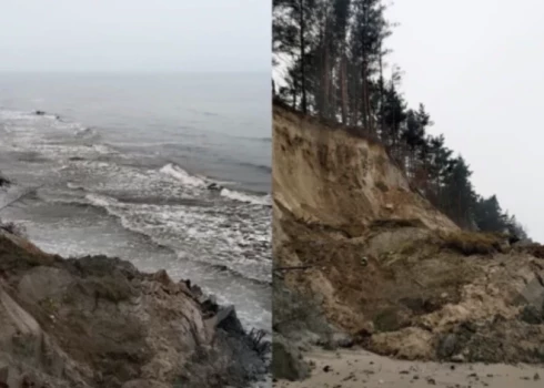 В деревне Лабрага недалеко от Юркалне обрушился крутой берег. Ноябрь 2019 г.