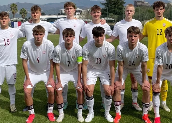 Latvijas U-19 futbolisti pamatīgi pabiedē arī Francijas jaunās zvaigznes