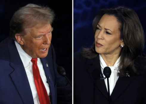 Donalds Tramps un Kamala Harisa 2024. gadā ASV prezidenta kandidātu debatēs.