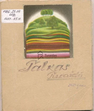 Дневник Толоки в Турайде. С 23 сентября 1986 года по 25 ноября 1987 года. Записи в тетради о толоках и предстоящих работах. Записи вела Рута Брице, ответственная за организацию работы участников толоки.