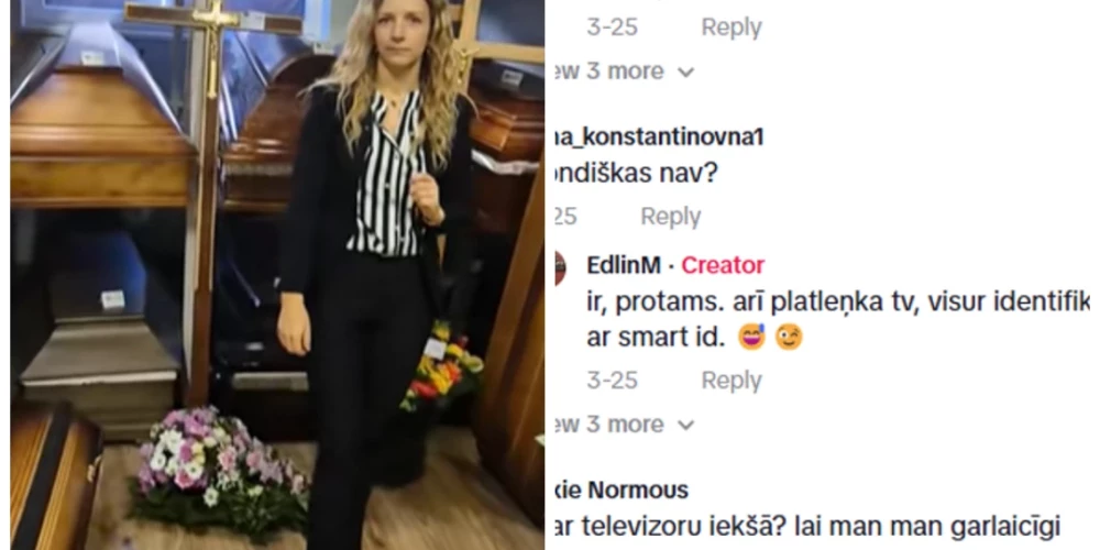 Sarakste ar apbedīšanas salonu var būt arī jautra (ekrānuzņēmums no "TikTok")