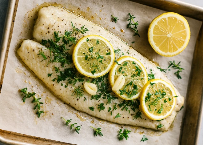Рецепт: запеченная рыба с лимоном и травами - просто, ароматно и очень полезно